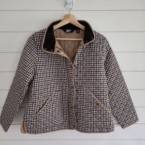 Lands' End Gingham Quilted Barn Jacket PrimaLoft Insulated